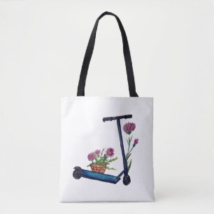 Trittroller & Blumen Watercolor Art Tragetasche Tasche