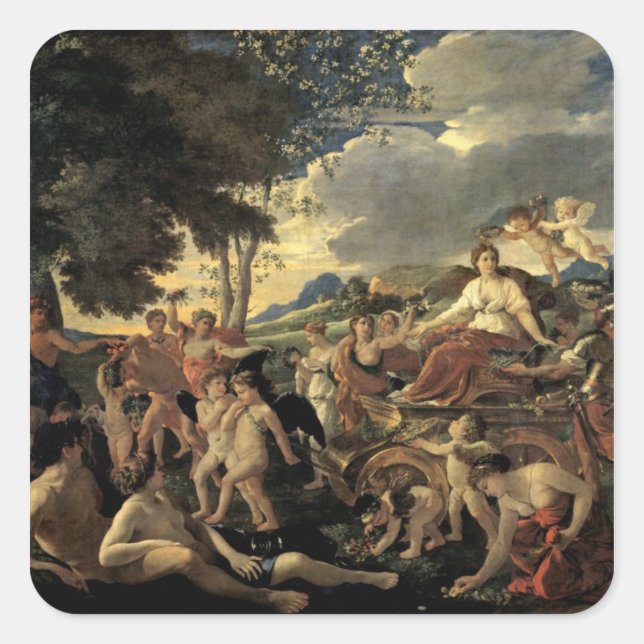 Triumph der Flora, c.1627-28 Quadratischer Aufkleber (Vorderseite)