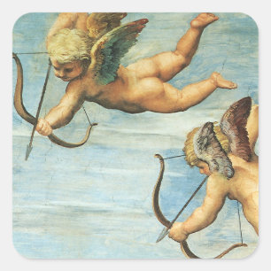 Triumph der Galatea Engel Detail von Raphael Sanzi Quadratischer Aufkleber
