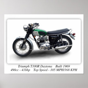 Triumph T100R Daytona Motorcycle - A3 Print Poster