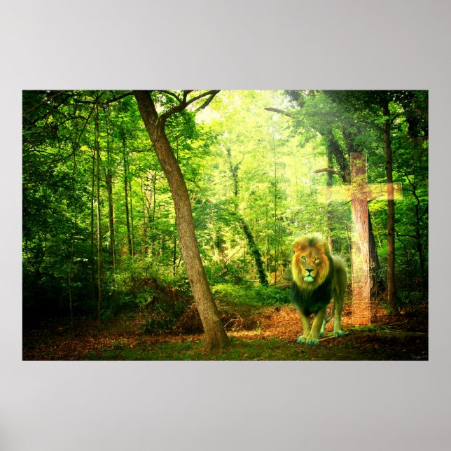 Triumphant King (Lion Christlich Art) Poster (Vorne)