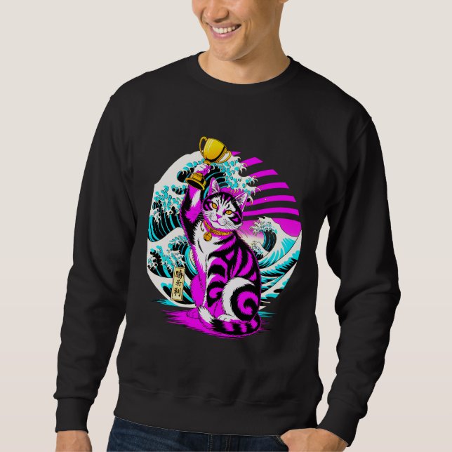 Triumphant Victory Cat Men's Sweatshirt (Vorderseite)