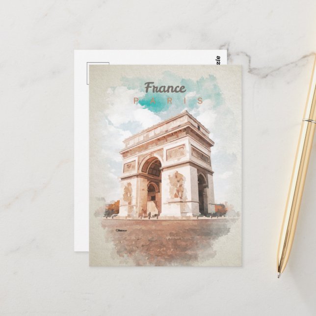 Triumphbogen in Aquarellpostkarte Postkarte (Vorderseite/Rückseite Beispiel)