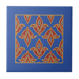 Trivet, Burgund, Blau, Gold Fleur de Lys Muster Fliese