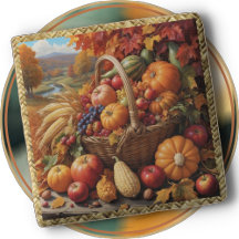 TRIVET - Pumpkin Patch Körbe mit Früchten und Gemü