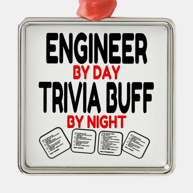 Trivia Buff Engineer Silbernes Ornament (Vorne)