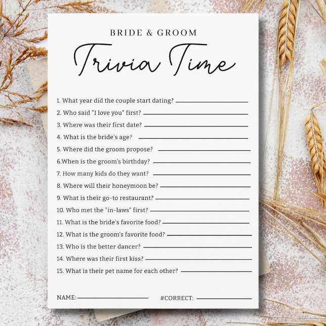Trivia Game For Bride And Groom Bridal Shower Game Einladung (Von Creator hochgeladen)