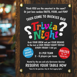 Trivia Night Spielabend farbenfroher Spaß Quiz Poster