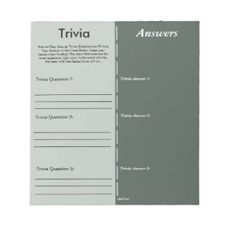 Trivia Party Game - Benutzerdefinierte Frage und A Notizblock