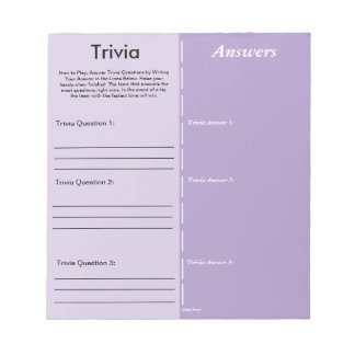 Trivia Party Game - Benutzerdefinierte Frage und A Notizblock