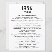 Trivia-Spiel 1936 | Geburtstagsparty-Spiel
