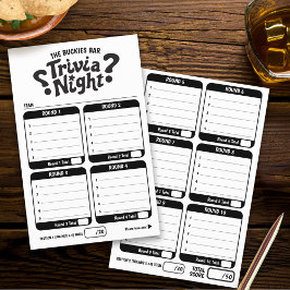 Trivia-Spiel 50 Fragen Antwortbögen mono Flyer