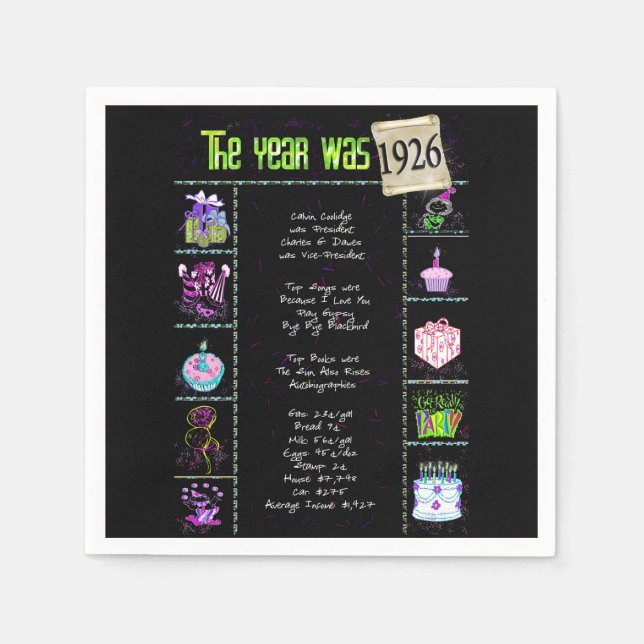 Trivia zum Geburtstag 1926 Serviette (Vorderseite)