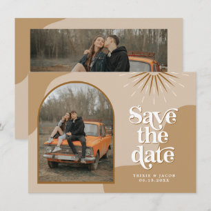 TRIXIE Beige Retro-Foto Save the Date  Einladung