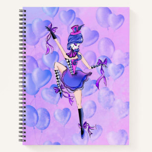 Trixie Cute Ballerina Blaue Ballons Notizbuch
