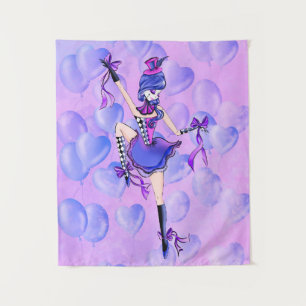 Trixie der Clown - blaue Balloons Wandteppich