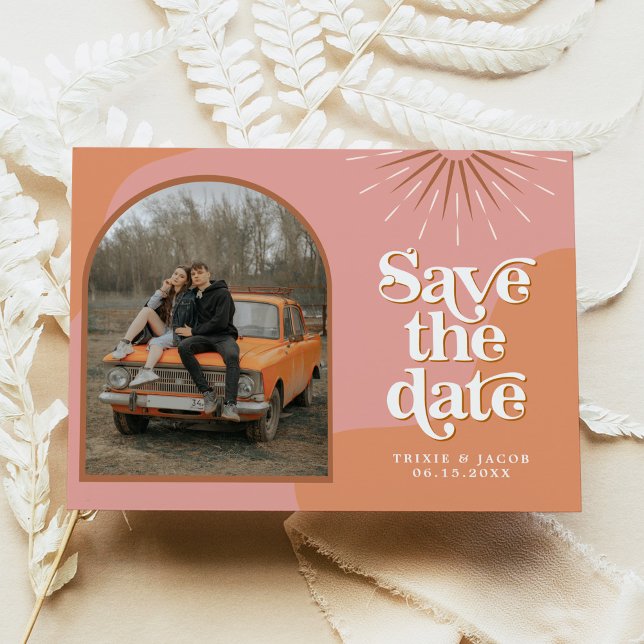 TRIXIE Retro Arted Foto Boho Save the Date Einladung (Von Creator hochgeladen)