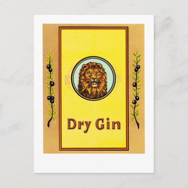 Trocken Gin Löwe Postkarte (Vorderseite)