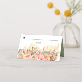 Trockene Blume und Pampasgras, grün gefärbt Platzkarte