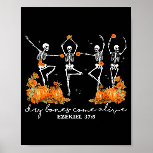 Trockene Knochen werden lebendig Halloween-Skelett Poster