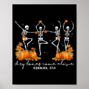 Trockene Knochen werden lebendig Halloween-Skelett Poster