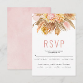 Trockene Palmen, Pampas-Gras-weiche rosa Hochzeit RSVP Karte