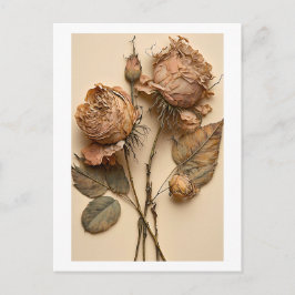 Trockene Rose Blumenmuster Postkarte Drucken