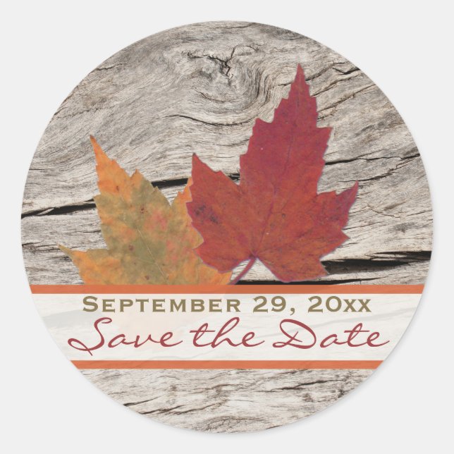 Trockener Herbstleaves 1,5" Save the Date Aufklebe Runder Aufkleber (Vorderseite)