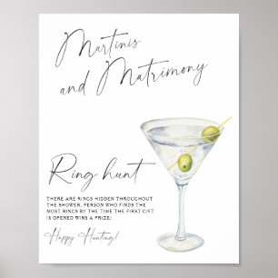 Trockener Martini-Junggesellinnenabschied Ring-Suc Poster