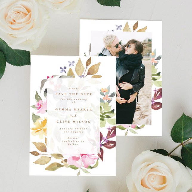 Trockenes Blumenwasser Kunst Hochzeit Foto Save The Date (Von Creator hochgeladen)