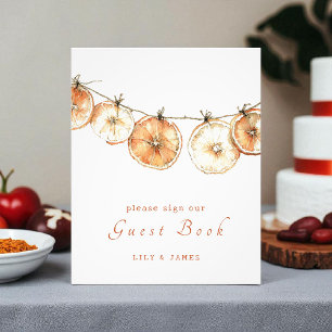 Trockenes Orange Garland Wedding Gästebuchzeichen Fotodruck