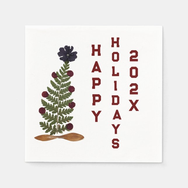 Trockenpresse Blume Weihnachtsbaum Serviette (Vorderseite)