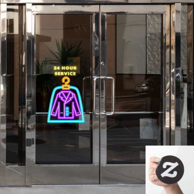 Trockenreiniger Imitate Neon 24 Std. Service Front Fensteraufkleber (Büro Tür)