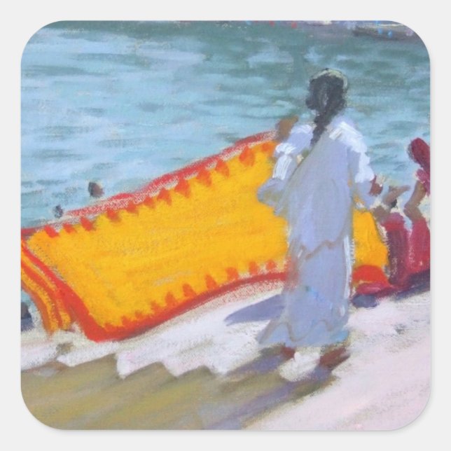 TrockenSari Pushkar Quadratischer Aufkleber (Vorderseite)