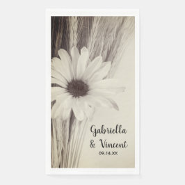 Trockenweizen- und Daisy-Hochzeit Serviette