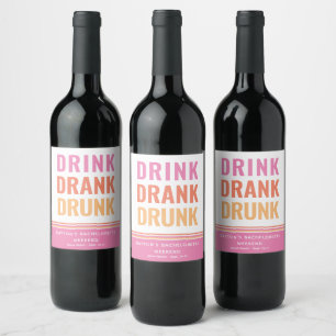 TROCKNEN BETRUNKEN - Funny Drink Quote Weinetikett