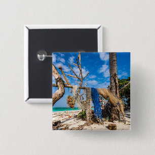 Trocknen der Netze am Strand Button