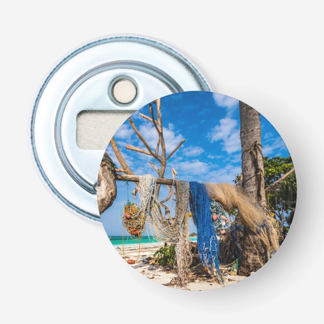 Trocknen der Netze am Strand Flaschenöffner (Vorderseite)
