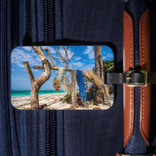 Trocknen der Netze am Strand Gepäckanhänger