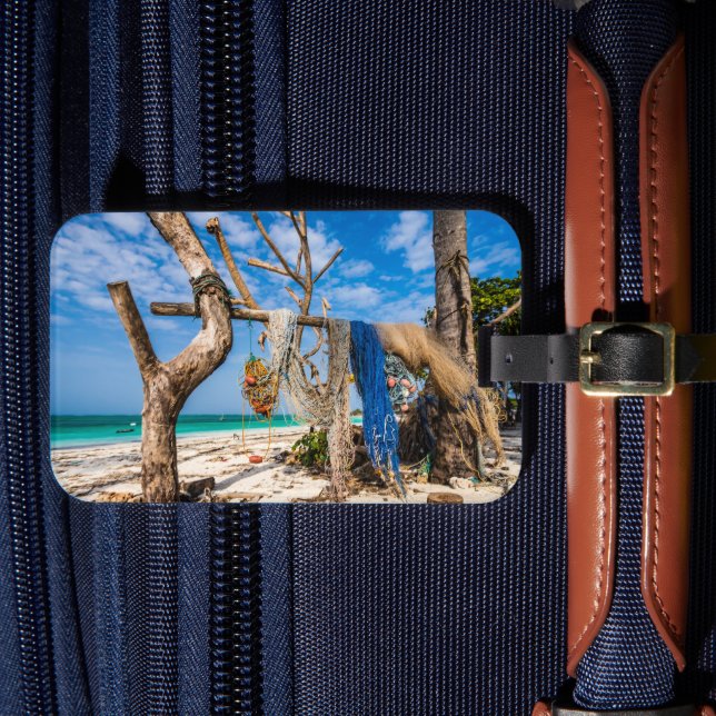 Trocknen der Netze am Strand Gepäckanhänger (Vorderseite Insitu 4)