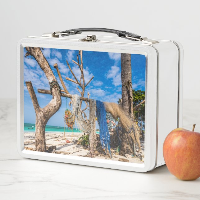 Trocknen der Netze am Strand Metall Brotdose (Beispiel)