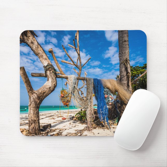 Trocknen der Netze am Strand Mousepad (Mit Mouse)
