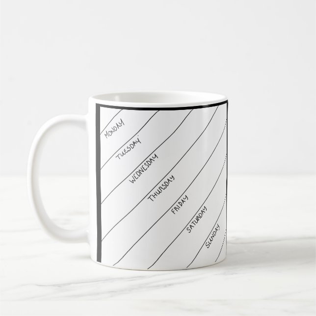 Trocknen Sie Löschen-tägliche Planer-Tasse Kaffeetasse (Links)