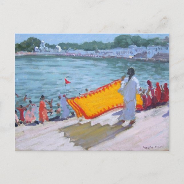 Trocknender Sari Pushkar Postkarte (Vorderseite)