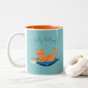 Trödelnde Orange Katze Zweifarbige Tasse