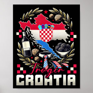 Trogir Kroatien Souvenir kroatische Flagge Karte Poster