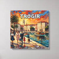 Trogir Waterfront Sonnenuntergangs-Promenade Leinw