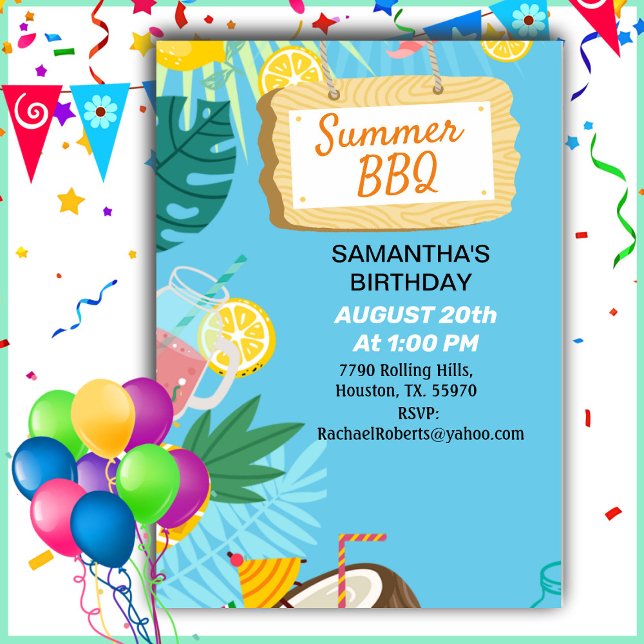 Troical Barbecue zum Geburtstag Einladung (Von Creator hochgeladen)