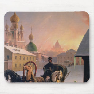 Troika auf der Straße im St. Petersburg, 1850s Mousepad