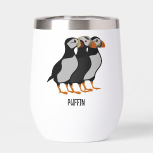 Trois adorables Puffin debout ensemble Carton